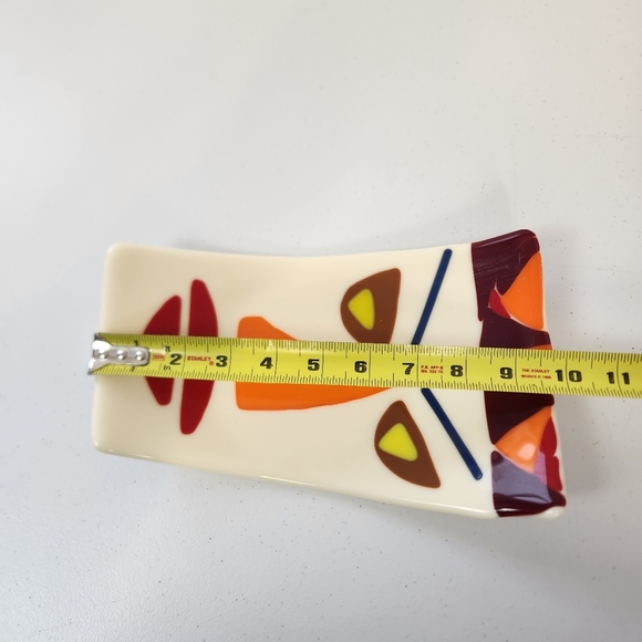 Abstract Angry Face Ceramic Art Artisan Trinket Dish Funky Home Decor Orange - Picture 7 of 9